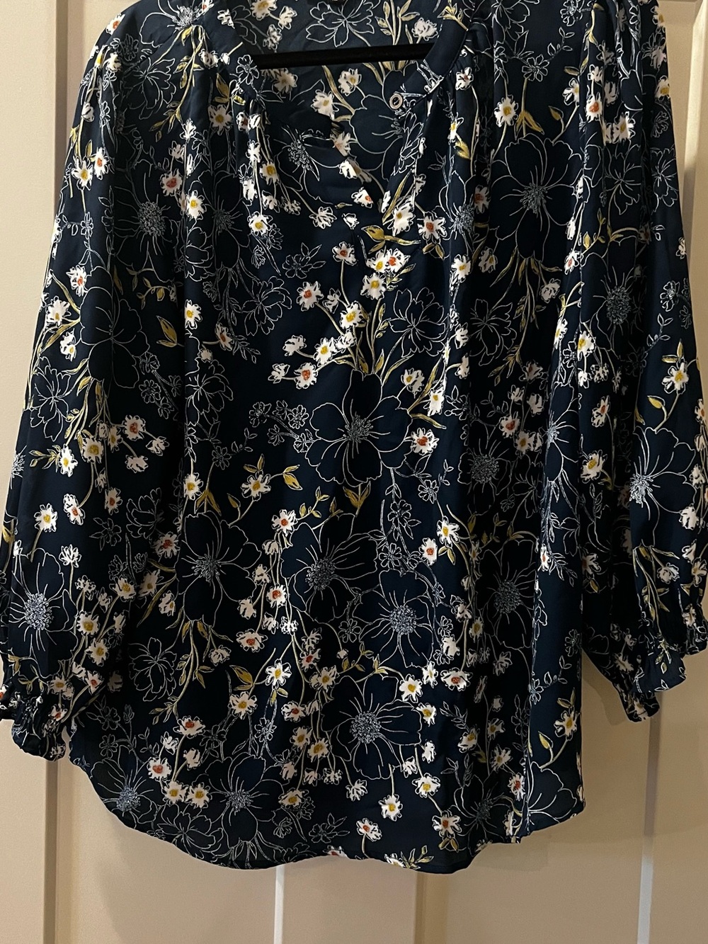 Papermoon Navy Floral Button-Front Blouse